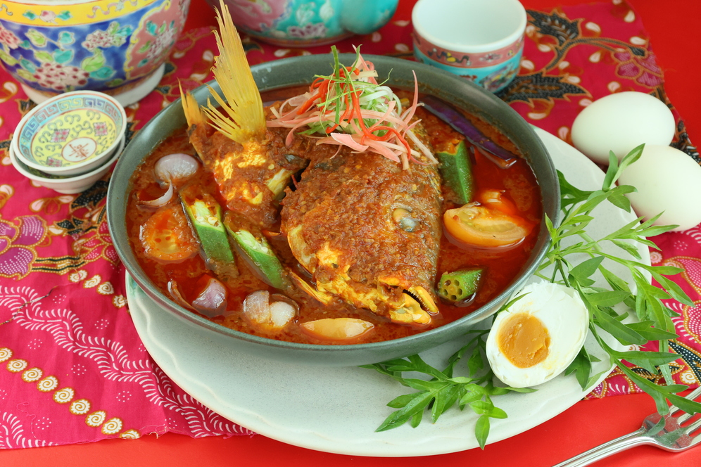 Nyonya Asam Fish Head at He Feng Kitchen, Halal certified Peranakan restaurant in Melaka